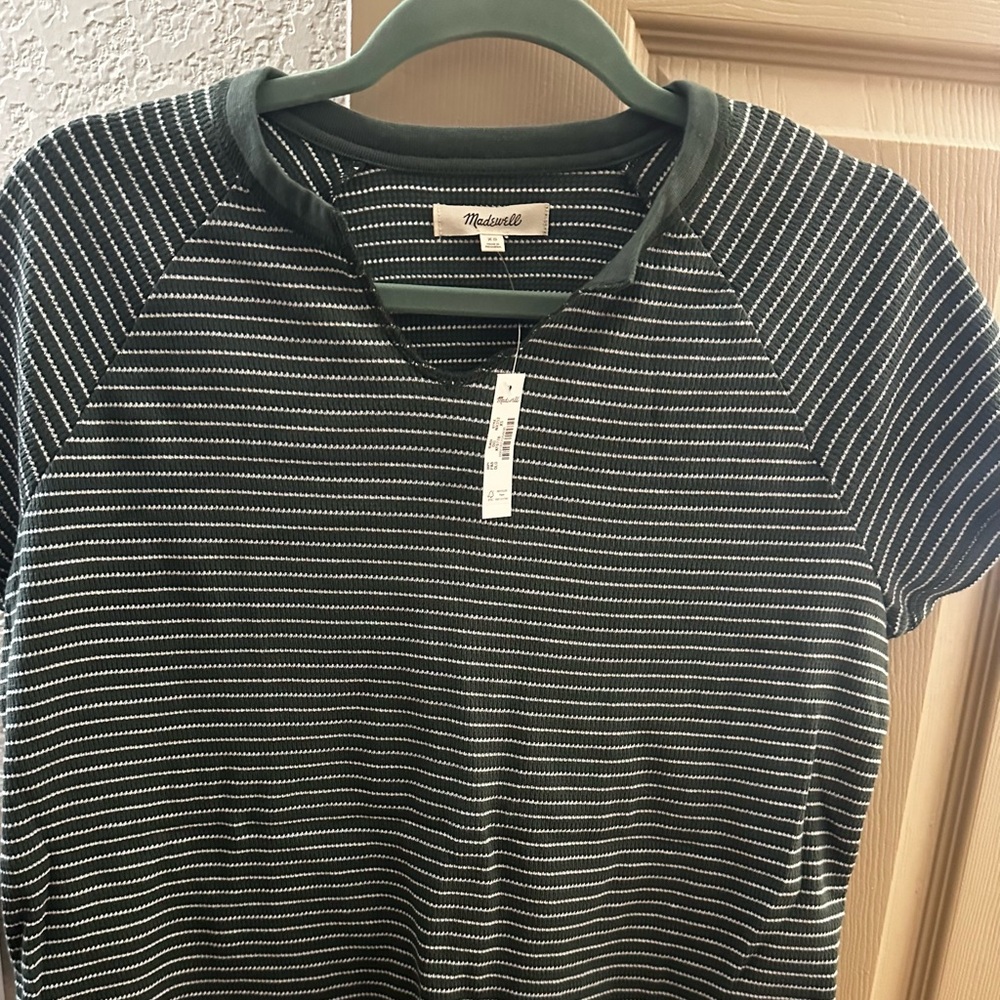 New Madwell Green and White Striped Top